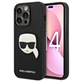 Karl Lagerfeld Saffiano Karl's Head iPhone 14 Pro Max Cover - Zwart