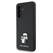 Samsung Galaxy A36 Karl Lagerfeld Saffiano metalen Karl en Choupette hoesje - Zwart