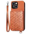 Geometry Series iPhone 14 Plus Hoesje met Portemonnee - Bruin