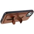 iPhone 14 Plus Gecoat Hoesje met Kaartsleuf en Standaard - Bruin