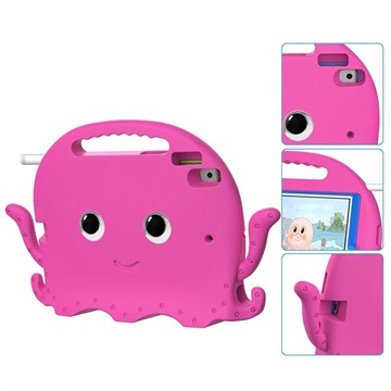 iPad 10.2 2019/2020/2021 Kinderen Schokbestendige Draaghoesje - Octopus - Hot Pink