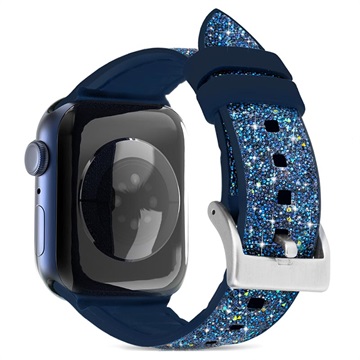 Kingxbar Crystal Fabric Apple Watch 9/8/SE (2022)/7/SE/6/5/4/3/2/1 Band - 40mm, 38mm - Blauw