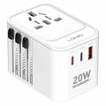 Ldnio Z9 20W reisadapter - 2x USB-C PD, USB-A QC3.0 - Wit