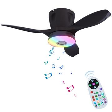 LEC016R RGB plafondventilatorlamp met Bluetooth luidspreker - Zwart