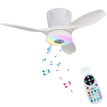 LEC016R RGB plafondventilatorlamp met Bluetooth luidspreker - Wit