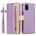Lace Pattern Samsung Galaxy A41 Portemonne Case - Paars
