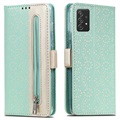 Lace Pattern Samsung Galaxy A52 5G, Galaxy A52s Portemonne Case - Groen