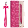 Lace Pattern Samsung Galaxy Note10 Portemonnee Hoesje - Hot Pink