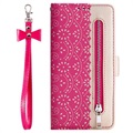 Lace Pattern iPhone 11 Portemonnee Hoesje - Hot Pink
