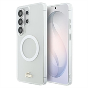 Samsung Galaxy S26 Ultra Lacoste Frosted Finish Gold Logo Hybride Hoesje - MagSafe-compatibel - Wit