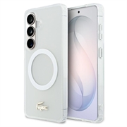 Samsung Galaxy S26 Lacoste Frosted Finish Gold Logo Hybride Hoesje - MagSafe-compatibel - Wit