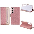 Lace Pattern Samsung Galaxy S22 5G Portemonnee Hoesje - Roze