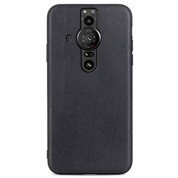 Sony Xperia Pro-I Leder Bekleed TPU Hoesje - Zwart