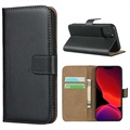 iPhone 12 mini Wallet Leren Hoesje met Standaard - Zwart