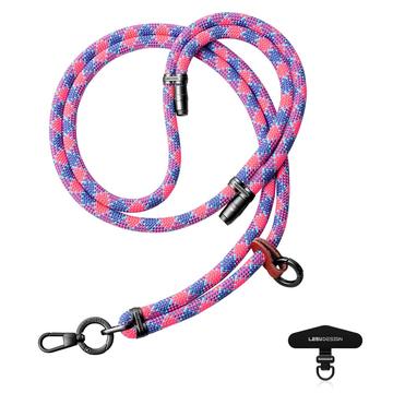 Leeu Design Gestreept Universeel Crossbody Telefoonkoord - 160cm, 8mm - Hot Pink / Paars