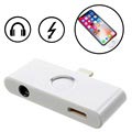 iPhone X Lightning & 3.5mm Audio Adapter met Thuis Knop - Zilver