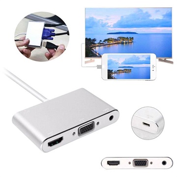 Lightning / HDMI, VGA, Audio, MicroUSB Adapter - iPhone, iPad