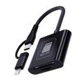 Lightning/Type-C-kaartlezer voor TF/SD-kaarten - Zwart