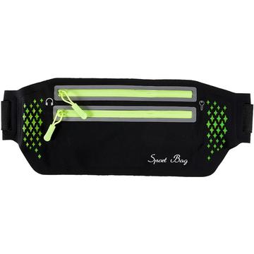 Lichtgewicht Running Belt Bag met reflecterende strip en ritsvakken - 7.2" - Zwart