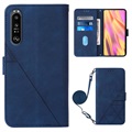 Line Series Sony Xperia 1 III Portemonnee Hoesje - Blauw