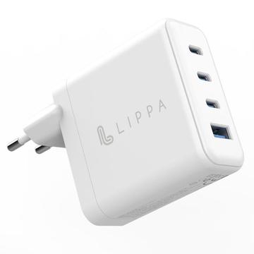 Lippa 100W PD & QC GaN Wandoplader - 3x USB-C, USB-A - Wit