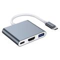 Lippa 3-in-1 87W USB-C hub - PD, 4K - Grijs