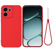 OnePlus Nord CE6 Vloeibare siliconen hoesje met polsbandje - Rood