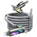 Lisen 240W 4-in-1 oplaadkabel met RGB - 2m - grijs