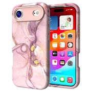 iPhone Air Luxe Marmer Hybride Hoesje - Roze / Goud