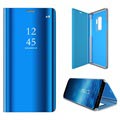 Luxury Mirror View Samsung Galaxy S9+ Flip Cover - Blauw