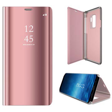 Luxury Mirror View Samsung Galaxy S9+ Flip Cover - Rose Gold