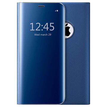 Luxe Mirror View iPhone 7/8/SE (2020) Flip Cover - Blauw