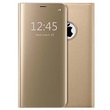 Luxe Mirror View iPhone 7/8/SE (2020) Flip Cover - Goud