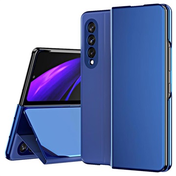 Luxury Series Mirror View Samsung Galaxy Z Fold3 5G Flip Cover - Blauw