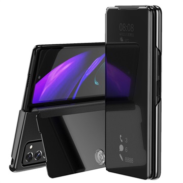 Luxury Mirror View Samsung Galaxy Z Fold2 5G Flip Cover - Zwart