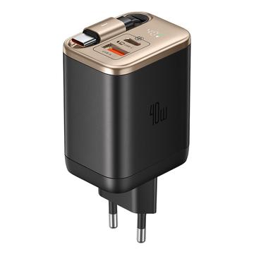 Mcdodo CH-4281 40W GaN Snellader met 65cm Intrekbare USB-C Kabel en USB-C, USB-A Poorten - Woestijn Goud