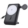 MP07 3-in-1 10000mAh magnetische powerbank met ingebouwde kabel en standaard - compatibel met MagSafe - zwart
