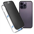 iPhone 15 Pro Max Magnetisch Cover met Privacygehard Glas - Zilver