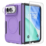 iPhone Duo Magnetisch hoesje met glazen screenprotector en cameralensbeschermer - Paars