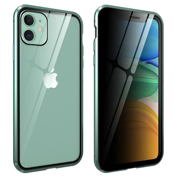 iPhone 11 Magnetisch Cover met Privacygehard Glas - Groen