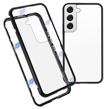 Samsung Galaxy S22 5G Magnetisch Cover met Gehard Glas - Zwart