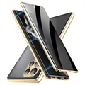 Samsung Galaxy S23 Ultra 5G Magnetisch Cover met Gehard Glas - Privacy - Goud