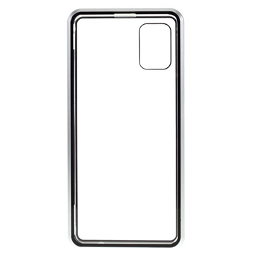 Samsung Samsung Galaxy A51 Magnetisch Cover met Gehard Glas - Zilver