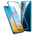 Huawei P40 Magnetisch Hoesje Met Gehard Glas - Blauw