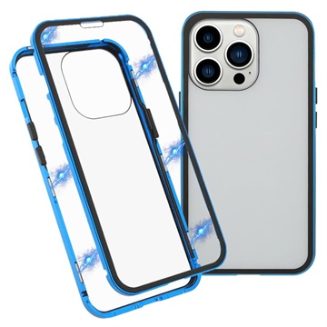 iPhone 13 Pro Magnetisch Cover met Gehard Glas - Blauw