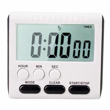 Magnetische grote LCD digitale keukentimer - Zwart / Wit