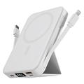 Magnetische draadloze powerbank met USB-C en Lightning-kabels - 10000mAh/15W - Wit