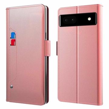 Make-up Spiegel Google Pixel 6a Flip Hoesje - Rose Goud