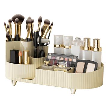 Make-up organizer opbergbakje met roterende borstelhouder - Beige