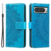 Google Pixel 11 Pro XL Mandala-portemonneehoesje met polsbandje - Blauw